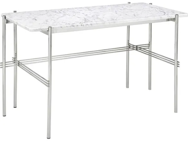 GUBI TS Skrivebord 120x60 Poleret Stål/White Carrara Marmor