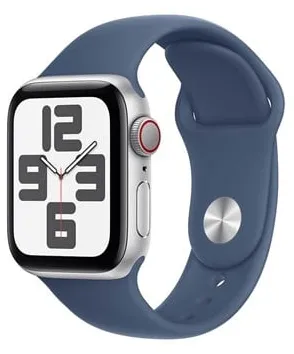 Apple Watch SE GPS + Cellular 40mm - Silver Aluminium Case with Denim Sport Band - M/L