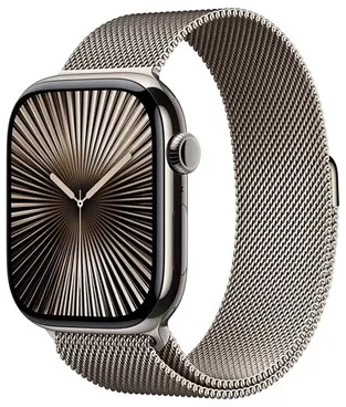 Apple Watch Series 10 GPS + Cellular 46mm - Natural Titanium Case with Natural Milanese Loop - S/M